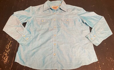 C. E. Schmidt Workwear For Her Teal Pearl Snap Long Sleeve Shirt Size Large EUC