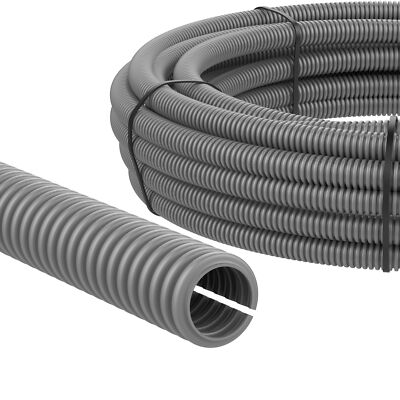 5-50m Wellrohr Ø 14 außen 18 Kabel Schutz Marderschutz M18 PP geschlitzt grau