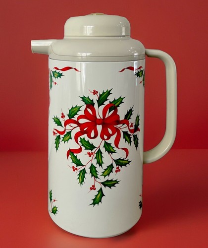 Vintage LENOX HOLIDAYS Holly Berry Coffee Tea Thermos Carafe Christmas Thermal