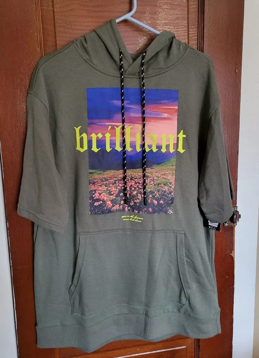 NWT No Boundaries Men's L 42/44 Green Short Sleeve Brilliant Hoodie  Sweatshirt