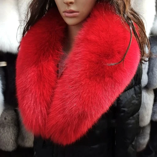 Winter Real Fur Collar Natural Pink Scarf Women Wraps Neck Luxury Scarves Shawl - Picture 19 of 47