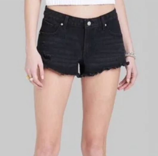 NEW Wild Fable Women's Low Rise Black Distressed Jean Shorts Size