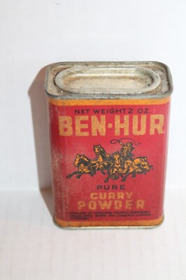 Vintage Ben-Hur Pure Curry Powder Spice Container Red & Gold (2 Ounces ...