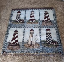 Lighthouse Throw Mohawk Rug & Textiles Blanket Tapestry 50x55" USA Made