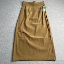 Vintage Joanna Stretch Skirt Women s Small Pleated Back Zip Slit. NWT Tan