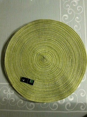 DEPOT 6 Stck. Tischsets '' Bambus'' 40 cm rund Textil geflochten grasgrün