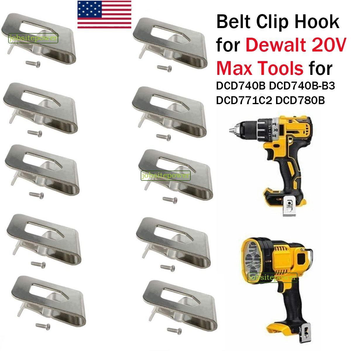 DEMKMILRI 10-Pack Drill Belt Clip Hook – For Dewalt 20V Max Tools DCD740B, DCD771C – Stainless Steel