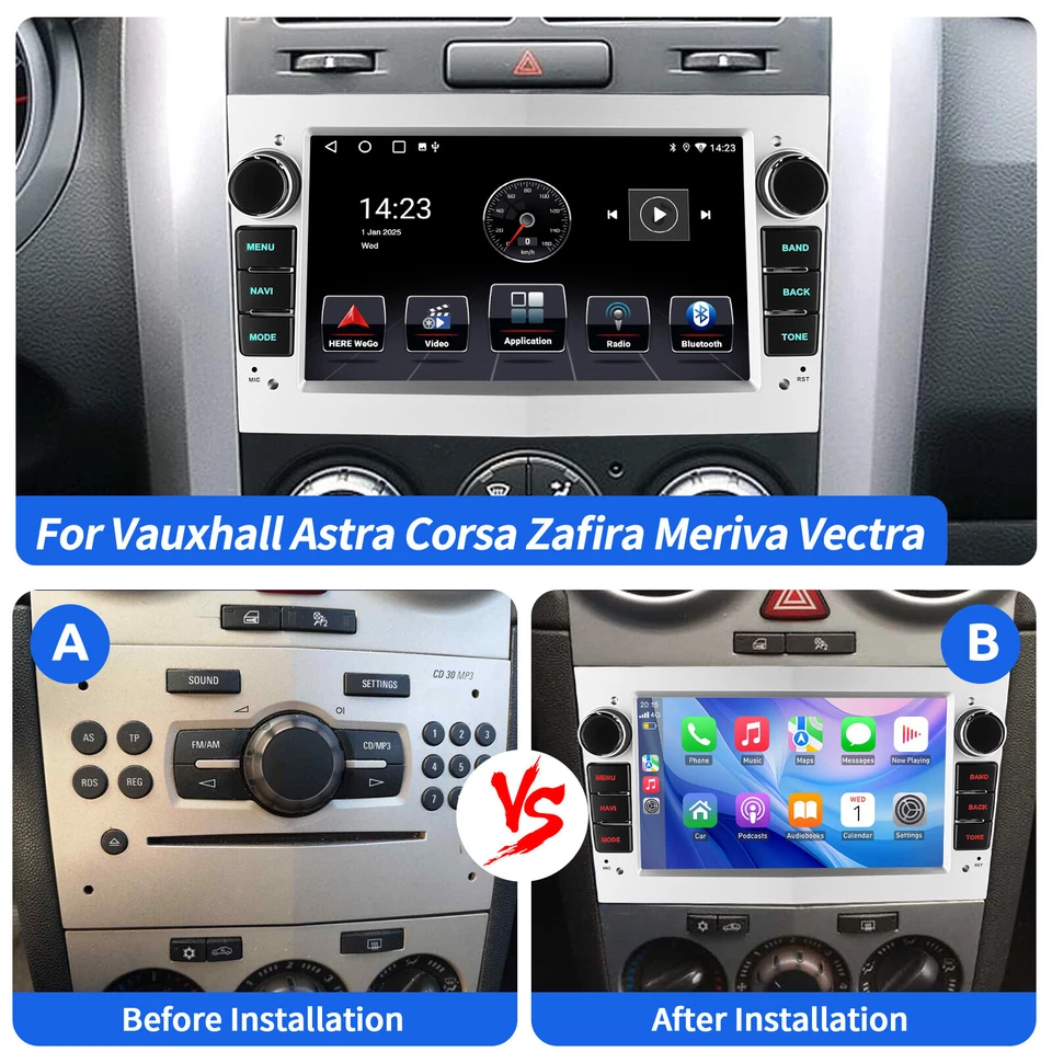 7" Car Stereo CarPlay Android 14 64G GPS RDS for Vauxhall Astra Corsa C/D Vivaro - Image 4 of 4