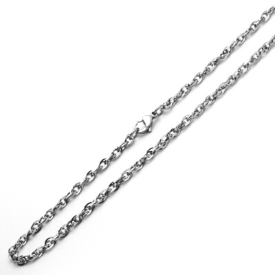 Men Women 4mm Stainless Steel Chain Necklaces Double Loop Welded Link Chain