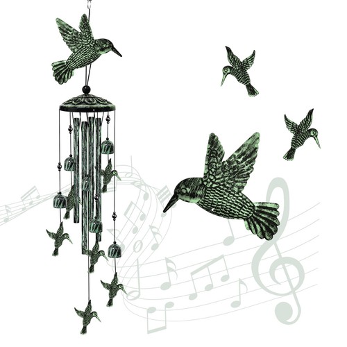 35" Hummingbird Wind Chimes for Outside, Hummingbird Wind Chimes Gifts for Mo...