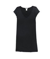 bar III Womens SS Shirt Dress, Black, Medium