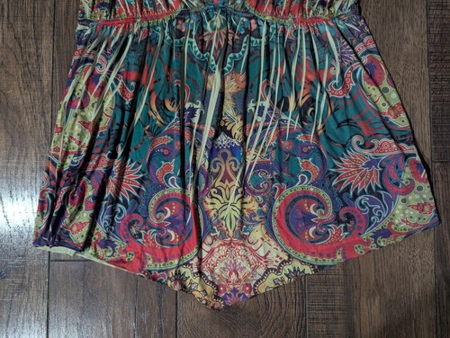 One World Tunic Women Medium Green Mermaid Studded Embroidered Flutter Sleeves - Picture 7 of 17