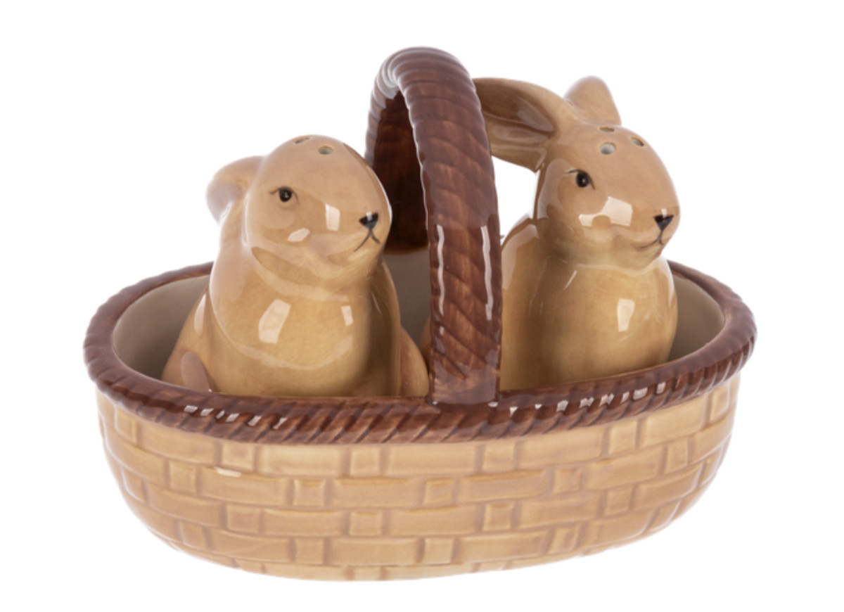 Набор для соли и перца Ganz Керамический Кролик в корзинке набор из 3 шт 4190₽