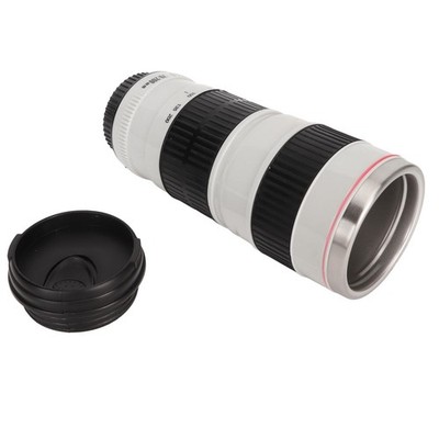 Stainless Steel Camera Lens Coffee Mug With Lid Insulated Leakproof Travel