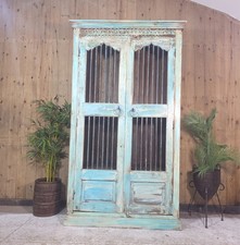 Large Vintage Indian Solid Wooden Armoire Wardrobe Kitchen Linen Cupboard