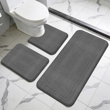3 teilig Set Bad Badezimmer Garnitur Badematte WC Vorleger Dusch Matte Teppich
