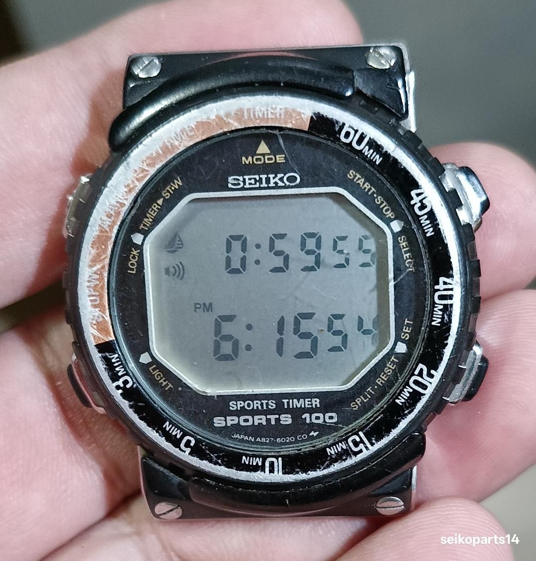 SEIKO SPORTS TIMER CHRONO ALARM DAY DATE ASTRONAUT A827-6029 FOR