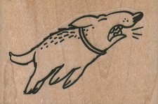 Barking Dog 2 x 1 1/4" Mounted Rubber Stamp, Dog Stamp, Doggy Stamp
