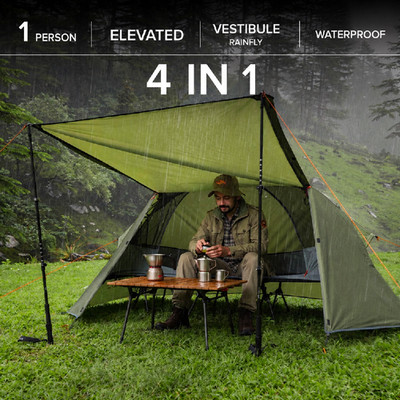 Night Cat 1 Person Camping Cot Tent Waterproof Vestibule Off Ground Shelter