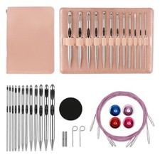Tunisian Crochet Hooks Set Aluminum Metal Interchangeable Crochet Hook with Cabl