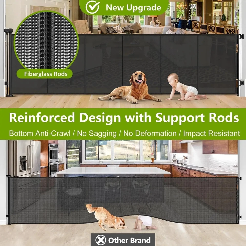 Verstärktes 42" hohes einziehbares Hundetor, 155" extra langes einziehbares Babytor - Bild 2 von 4