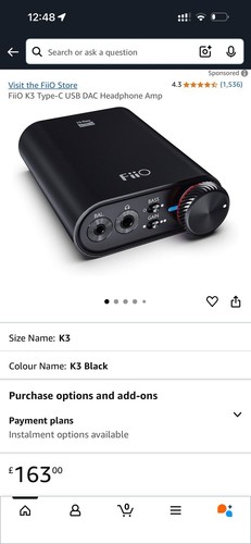 FiiO K3 USB Type-C DAC Headphone Amplifier Black RRP £163 - 第 7/7 張圖片