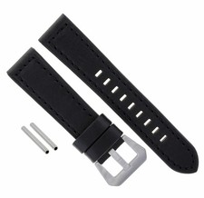 24MM LEATHER STRAP WATCH BAND FOR PAM 44MM PANERAI LUMINOR MARINA GMT 1950 BLACK