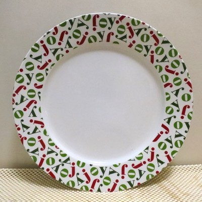Crate & Barrel JOY 13'' Plate Serving Cookie Platter Charger Red Green Christmas