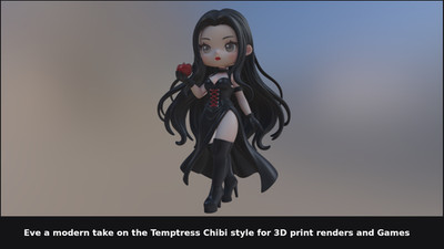 Entzückende EVE Chibi Statue Figur - 3D gedruckt fertig zum Bemalen und Montieren
