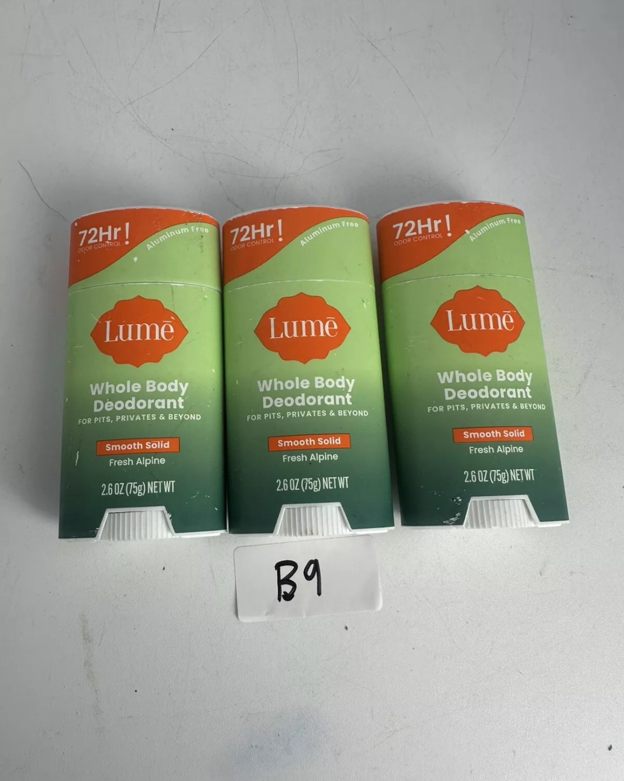 Lume SMOOTH SOLID 2.6oz FRESH ALPINE Whole Body Deodorant 72Hr Odor LOT OF 13