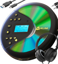 Lettore CD Portatile NUOVO - KLIM Discover - Cuffie, MicroSD, FM, BT - Nero/Oro