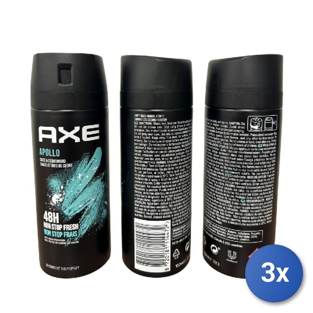 Axe 6 X Apollo 150Ml Deodorant Body Spray Pack (Lynx) - Image 6
