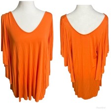 Free People Small Beach Orange Khana Crew Neck Sleeve Tunic Top Mini Dress