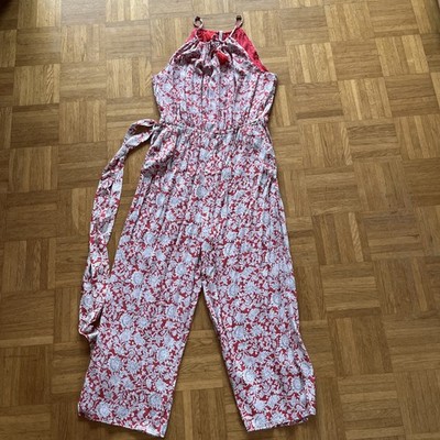 Pepe Jeans Jumpsuit Damen, Gr. L, rot-weiß, Hosentaschen, Gummibund, neu