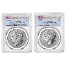 Presale - 2025-S Reverse Proof $1 Morgan and Peace Silver Dollar 2pc Set PCGS