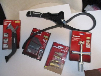 Husky 8 In. Strap Wrench, Plug Wrench, Coupler, Hex Key Set, 3 in 1 Caulk Tool