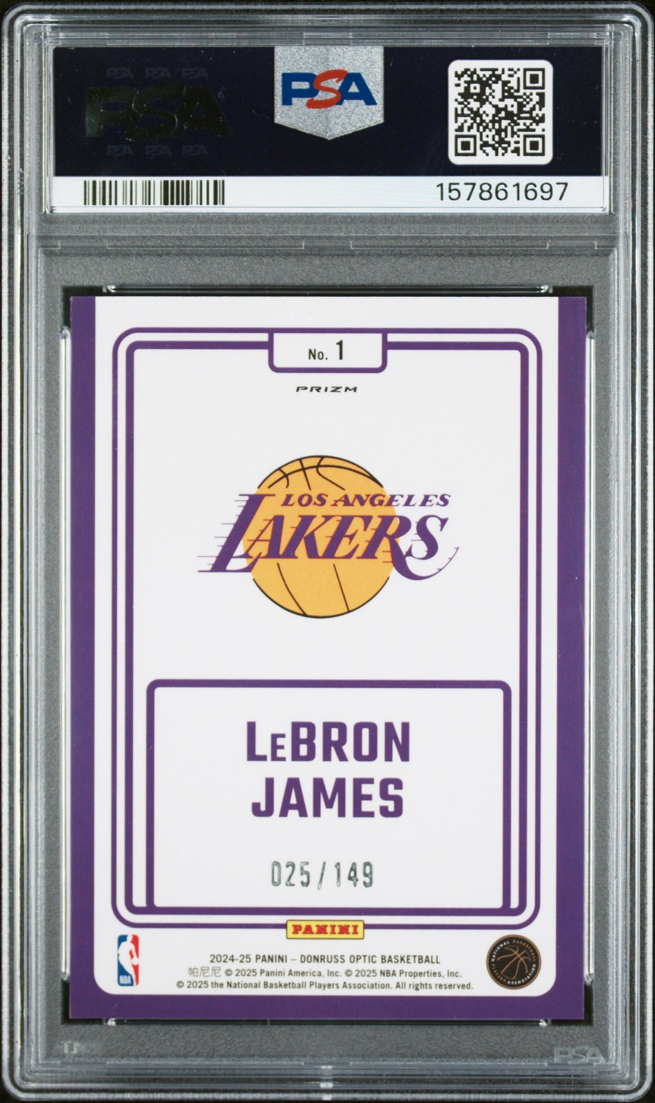 2024 Donruss Optic Winner Stays #1 Lebron James Green Shock /149 PSA 10 view 2