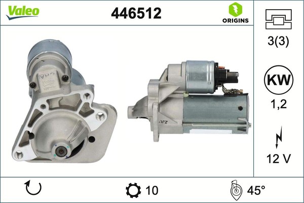 NEU - Valeo 446512 Starter FüR Dacia MERCEDES-BENZ Passend FüR Nissan Renault-image