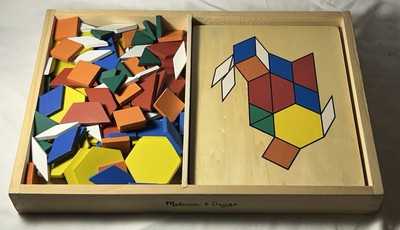 Melissa & Doug Wooden Pattern Blocks & Boards Classic Toy Classroom Tangram