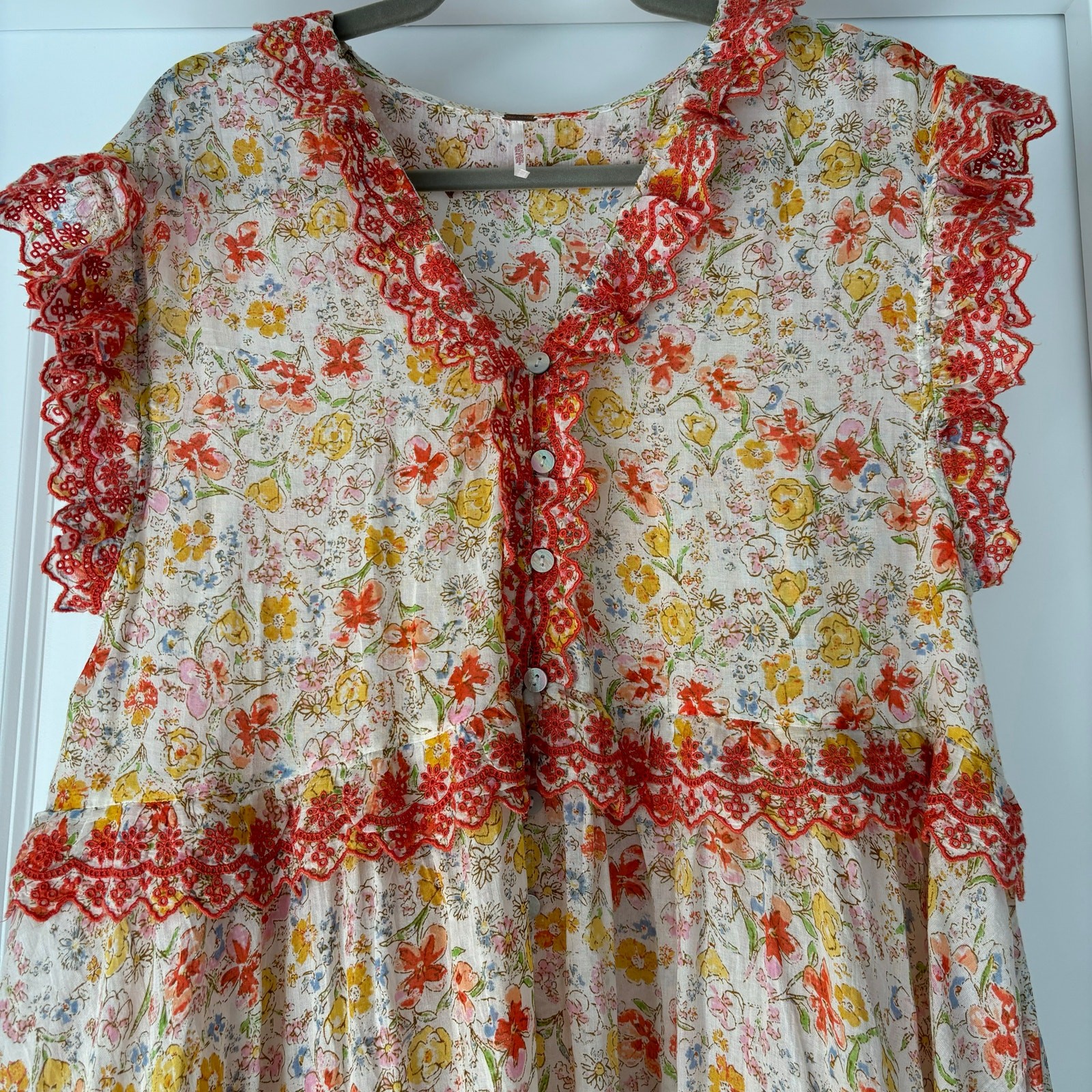 Milania Maxi Dress Free People Floral Boho Size Medium EUC (no slip) 