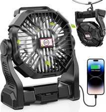 5200mAh Portable Battery Powered Camping Fan - with LED Light,Camping Travel