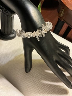 CLEAR QUARTZ CHIP GEMSTONE NATURAL BEADS STRETCH BRACELET