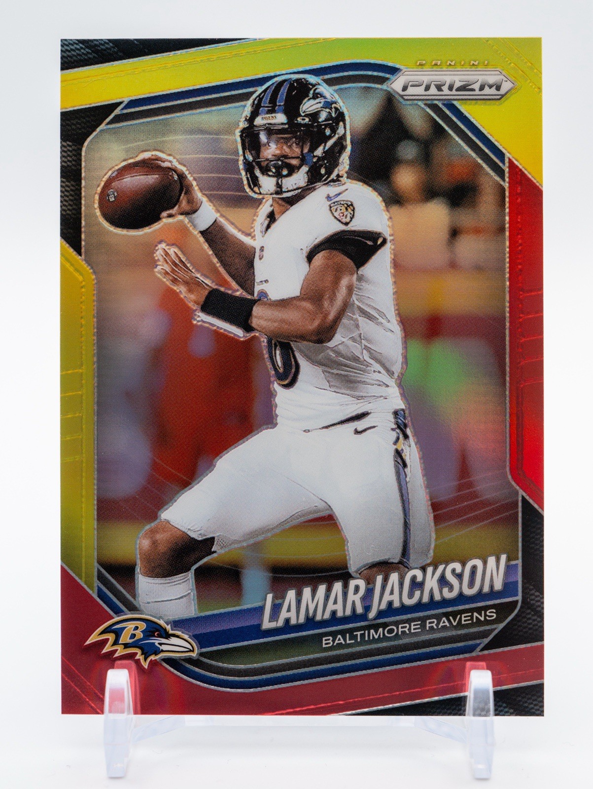 2025 Panini Prizm Lamar Jackson Red & Yellow Prizm /44 SP Baltimore Ravens #78