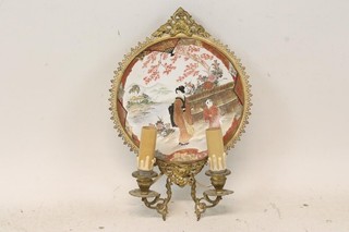2v2: Wandlampe Bronze Keramik Figurenmalerei Satsuma Japan Ende 19.Jhd (IG280)