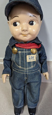 Antique Buddy Lee Railroad Engineer Hard Plastic 13" Doll Lee Denim Overalls/Cap