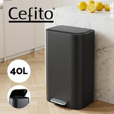 Cefito 40L Kitchen Trash Can Pedal Bin Rubbish Bin Steel Soft-Close Lid Black