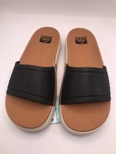 WOMEN'S REEF BLACK/TAN SYDNEE CUTBACK LOW SLIDE BEACH/POOL SANDAL SIZE 8 NWT