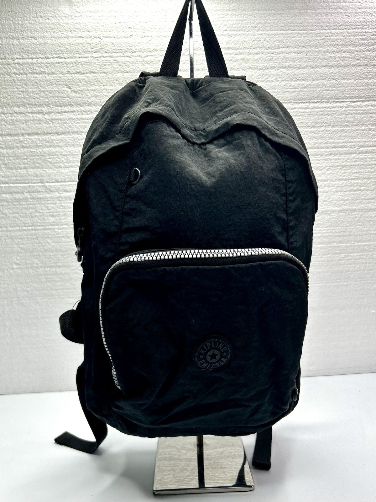 Kipling Black Canvas Lightweight Backpack Grey Zi… - image 1