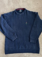 VTG Chaps Ralph Lauren Sweater Knit Blue Pullover Mens Medium 90s Y2K Polo