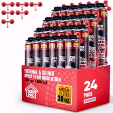 Spray Foam Insulation (24 x 30 oz. / 850 g) Expanding Sealant, Mega Closed Cell